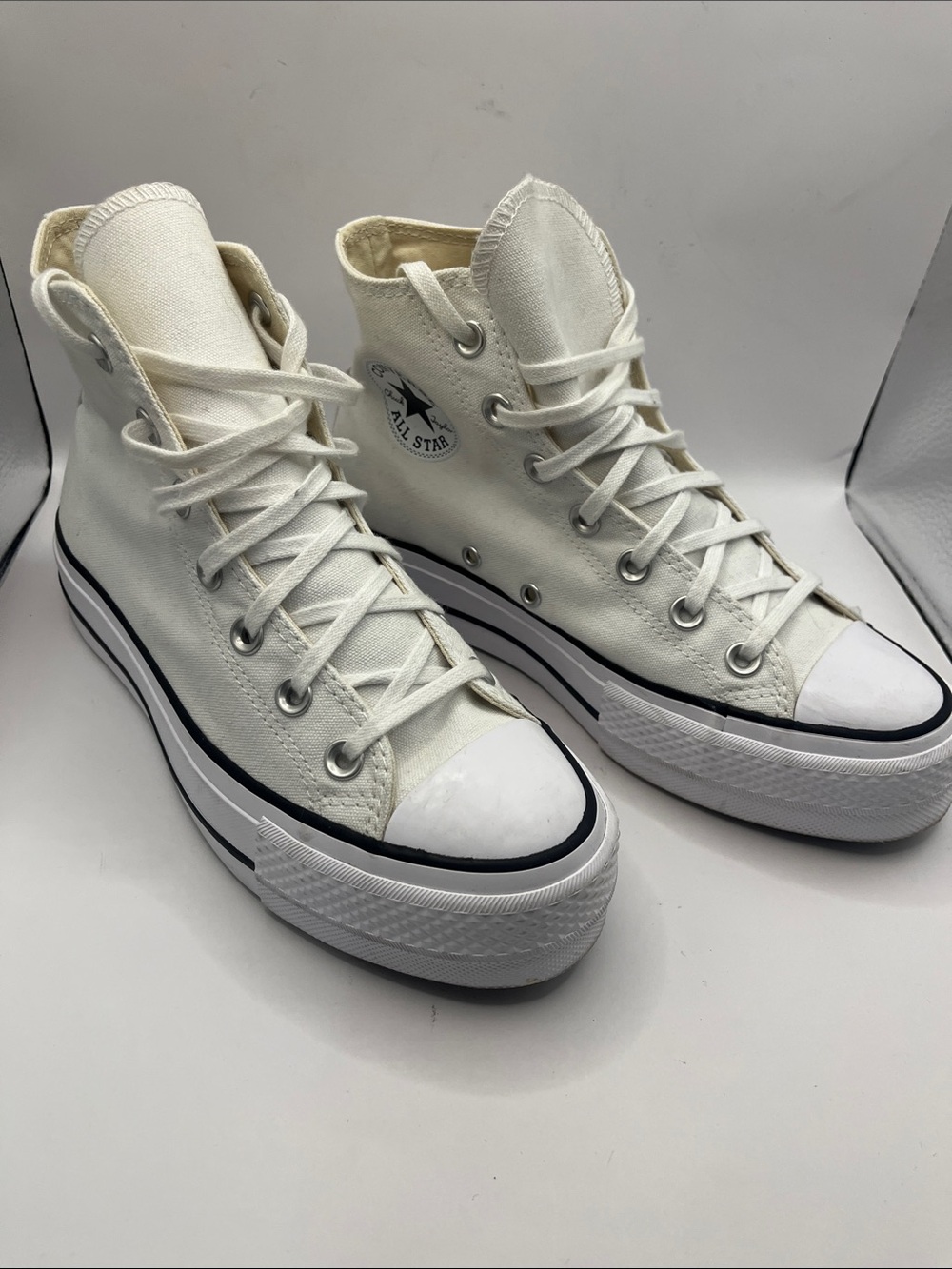 Converse White High Top Platform Sneakers